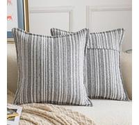 Madizz 2 Pezzi Copri Cuscini in Boucle con Bordo Decorativo Neutri Morbido Copricuscini Fodere per Cuscino Lusso Stile Arredi per Divano e Letto Grigio chiaro 40x40 cm