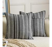 Madizz 2 Pezzi Copri Cuscini in Boucle con Bordo Decorativo Neutri Morbido Copricuscini Fodere per Cuscino Lusso Stile Arredi per Divano e Letto Grigio scuro 50x50 cm