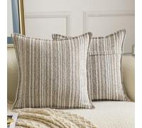 Madizz 2 Pezzi Copri Cuscini in Boucle con Bordo Decorativo Neutri Morbido Copricuscini Fodere per Cuscino Lusso Stile Arredi per Divano e Letto Beige scuro 50x50 cm