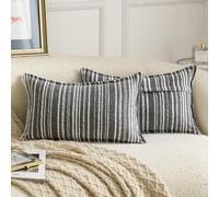 Madizz 2 Pezzi Copri Cuscini in Boucle con Bordo Decorativo Neutri Morbido Copricuscini Fodere per Cuscino Lusso Stile Arredi per Divano e Letto Grigio 40x60 cm