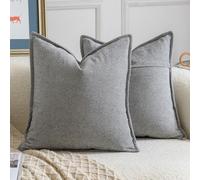 Madizz 2 Pezzi Copri Cuscini in Chenille con Bordo Decorativo Neutri Morbido Copricuscini Fodere per Cuscino Lusso Stile Arredi per Divano e Letto Nero bianco 55x55 cm