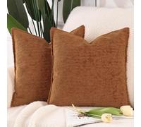 Madizz 2 Pezzi Copri Cuscini in Velluto Chenille con Bordo Decorativo Neutri Morbido Copricuscini Fodere per Cuscino Lusso Stile Arredi per Casa Divano Arancio ruggine 40x40 cm