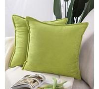 Madizz 2 Pezzi Federe Corto Ciniglia Copricuscini Morbido Decorativo Fodere per Cuscino Lusso Stile per Divano Camera da Letto Verde Quadrate 65x65 cm