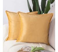 Madizz 2 Pezzi Federe in Velluto Copricuscini Morbido Decorativo Fodere per Cuscino Lusso Stile per Divano Camera da Letto Oro Quadrate 65x65 cm