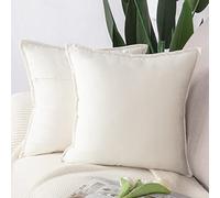 Madizz 2 Pezzi Federe in Velluto Copricuscini Morbido Decorativo Fodere per Cuscino Lusso Stile per Divano Camera da Letto Bianco Quadrate 65x65 cm