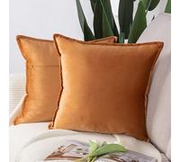 Madizz 2 Pezzi Federe in Velluto Copricuscini Morbido Decorativo Fodere per Cuscino Lusso Stile per Divano Camera da Letto Arancione Quadrate 65x65 cm