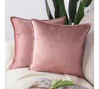 Madizz 2 Pezzi Federe in Velluto Copricuscini Morbido Decorativo Fodere per Cuscino Lusso Stile per Divano Camera da Letto Rosa Quadrate 65x65 cm