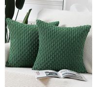 Madizz 2 Pezzi Fodere in Velluto a Coste a Righe Boho Fodere per Cuscino Decorativa Morbida per Divano Camera da Letto Guscio del Cuscino Verde Quadrata 65 x 65 cm