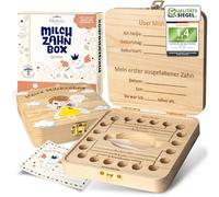 Madlino® Scatola per Denti da Latte Personalizzata - Per Ragazze e Ragazzi, Con Lettera di Fee e Lente d'Ingrandimento - Regali per Fata dei Denti, in Legno