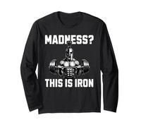 Madness This Is Iron Spartan Warrior Powerlifting Gym Fit Maglia a Manica