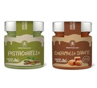 Mado Pasticceria Set Creme Spalmabili, Crema al Pistacchio e Caramello Salato, 200g x 2