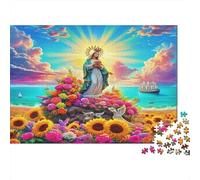 Madonna And Child with Angels And Roses Puzzle Impossibili 1000Pcs Decorazione Per La Casa. Giochi Rilassamento E Intelligence Per Adulti E Ragazzi Da 14 Anni 70x50cm/1000pcs