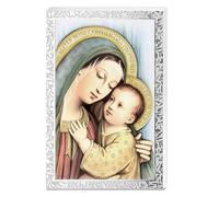 Madonna del Buon Consiglio quadretto legno bianco Valenti Argenti 14x9 cm
