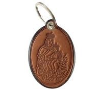 MADONNA DEL CARMELO/SACRO CUORE DI GESU' - PORTACHIAVI " SCAPOLARE " IN VERO CUOIO - 100% MADE IN ITALY
