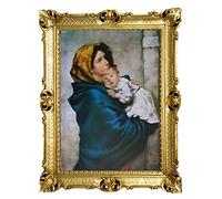 Madonna del Riposo Pittura di Roberto Ferruzzi Cornice Barocca 70 x 90 cm Immagine Murale Stampe Arte Religiosa Retro Reprint Casa Ufficio Pratica Caffè 58B