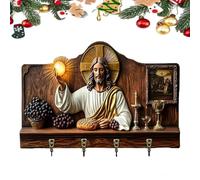 Madonna di Guadalupe, portachiavi da parete, piatto in legno 2D, tema comunione di Gesù, religioso cristiano, decorazione per la casa, organizer multifunzionale con ganci (1 pezzo)