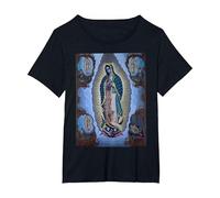 Madonna di Guadalupe Santa Vergine Maria Maglietta, Donna Plus-Size, Nero, 3X