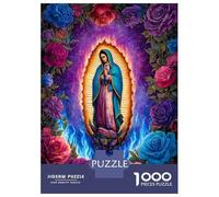 Madonna Rose Flame 1000 Pezzi Puzzle Sacred Devotional Art Puzzle Classico Cartone Riciclato - Hit Delle Famiglie, Attività Festive, Regalo Anniversario E Tempo Libero Indoor 70x50cm/1000pcs