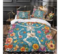 Madonna Scheletro copripiumino Set di 3 Pezzi morbida microfibra stampa di 3D con federa decorazione per la camera da letto gotico religioso Set Di Copripiumino for adulti e coppie Double（200x200cm）