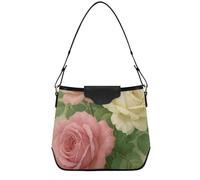 Madre Borsa hobo di medie dimensioni con cerniera superiore, borsa tote da donna in pelle PU alla moda borsa a tracolla vintage rosa bianca rosa