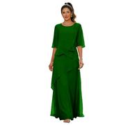 Madre della Sposa Abiti Chiffon Una Linea A Livelli Abiti Da Sera Formale per Matrimonio Ospite Cocktail Party, Verde smeraldo, 60