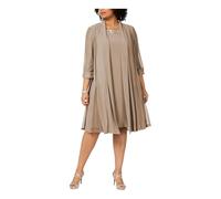 Madre della Sposa Abiti Plus Size Mezza Manica 2 Pezzi Chiffon Dresssuit Formale Matrimonio Guest Outfit, Champagne, 54