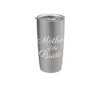 Madre della sposa, Matrimonio e Mamma nuziale, Bianco Script Font Bicchiere termico in acciaio inox doppia parete