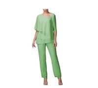 Madre della Sposa Pantaloni Completi 2 Pezzi Donna Plus Pantaloni Vestito Chiffon Ospite Matrimonio Abiti Formali, Salvia, 50