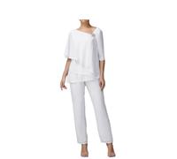Madre della Sposa Pantaloni Completi 2 Pezzi Donna Plus Pantaloni Vestito Chiffon Ospite Matrimonio Abiti Formali, bianco, 50