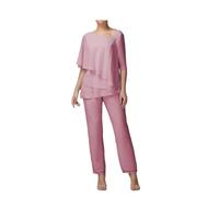 Madre della Sposa Pantaloni Completi 2 Pezzi Donna Plus Pantaloni Vestito Chiffon Ospite Matrimonio Abiti Formali, Rosa polvere, 50