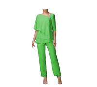 Madre della Sposa Pantaloni Completi 2 Pezzi Donna Plus Pantaloni Vestito Chiffon Ospite Matrimonio Abiti Formali, Verde, 50