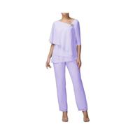 Madre della Sposa Pantaloni Completi 2 Pezzi Donna Plus Pantaloni Vestito Chiffon Ospite Matrimonio Abiti Formali, Lavanda, 50