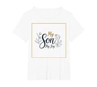 Madre dello Sposo Mio Figlio Sua Sposa mia Gioia Matrimonio Floreale Maglietta, Donna Plus-Size, Bianco, 6X