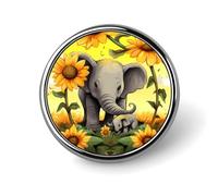 Madre E Bambino Elefante Girasoli Distintivo Rotondo Carino Spilla Cappelli Giacche Decorazione Personalizzata Spilla Abbigliamento Gioielli Accessori per Festa di Nozze Regalo