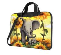 madre e bambino elefante girasoli Laptop Tote Bag per gli uomini donne manica del computer portatile borsa a tracolla messenger borsa del computer, nero, 14 inch