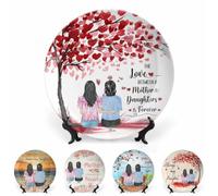 Madre E Figlia Piatto Decorazione Personalizzata Con Nome Ritratto Personalizzato L'amore Tra Madre E Figlia È Per Sempre Cartoon Ritratto Regali Decorativi Personalizzati Piatti In Ceramica Per La