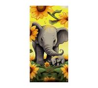 Madre Elefante Girasoli Copertura Porta Banner 90x180cm Festone Festone Stagionale Cartello di Benvenuto Decorazione Verticale Porta Appeso Per Portico Ingresso Giardino Decor