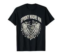 Madre_Mia Spettrale Scheletro Mani Cuore Halloween Maglietta
