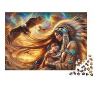 Madre Nativa Americana Puzzles 1000 Pezzi In cartone Resistente, Un Puzzle Per Gioco Educativo Per La Sgonfiatina, Ideale Per Attività Fuzzle Post-scuola, 38x26cm/1000pcs