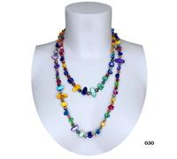Marrone Collana Madreperla Cristallo, Pietre Dure Filo Lungo Donna 110cm M/07