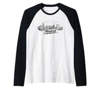 Madrid, Spagna, Skyline Città, Schizzo, Viaggio Maglia con Maniche Raglan