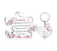 Madrina Regali Donne Targhe e Cartelli Portachiavi 2PC Regalo Compleanno Ricordo Personalizzato Natale Festa del Mamma dai Figlioccia Madrina Grazie per Essere un Pezzo Così Importante della Mia Vita