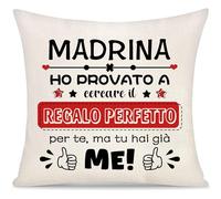 Madrina Regalo Copricuscino per Donna Madre da Figlia Figlio Regalo Festa della Mamma Personalizzato Decorativi Regali di Natale Compleanno Ho Provato a Cercare il Regalo Perfetto per te (Madrina-a)