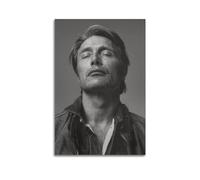 Mads Mikkelsen - Stampa artistica su tela, motivo: personaggi famosi del film e della televisione danese, decorazione artistica su tela, decorazione artistica per soggiorno e casa, 20 x 30 cm, senza
