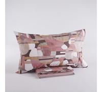 Maè Completo lenzuola matrimoniale Via Roma 60, realizzato su percalle di cotone 100% con stampa all over, made in Italy, art. Scuba (Rosa)