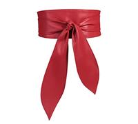 Maeau Cintura Larga in Pelle da Donna Rosso Cintura Obi per Vestito Cinturoni Ecopelle Similpelle Ampia Morbida Cinturono Fusciacca Fascia con Fiocco a Vita Alta Annodata Nodo L