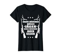 Mädchen Jägerin Jagd Jagd Hund Outdoor Caccia Jagen Maglietta