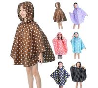 Mädchen Regenponcho Wasserdicht EVA Regenmantel mit Kapuze Knöpfen Wiederverwendbar Regencape Süße Muster Regenjacke für Outdoor Abenteuer Wandern Camping Schule (blu, 2-4 anni)
