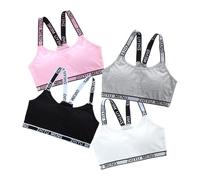Mädchen Sport Bh Baumwolle Bustier Mit Gepolsterte Bralette Top Push-Up Alter Von 10-16 Jahren Confezione da 4, Stile 1, 10-16 anni