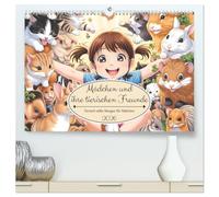Mädchen und ihre tierischen Freunde - Tierisch süße Mangas für Mädchen (hochwertiger Premium Wandkalender 2026 DIN A2 quer), Kunstdruck in Hochglanz: Süße Mangabilder von Mädchen und Tieren